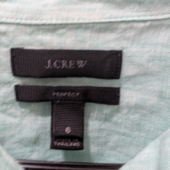 J.Crew Perfect Linen, Size 6, Green button up shirt - Picture 3 of 4
